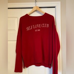 Red Graphic Knit Sweater